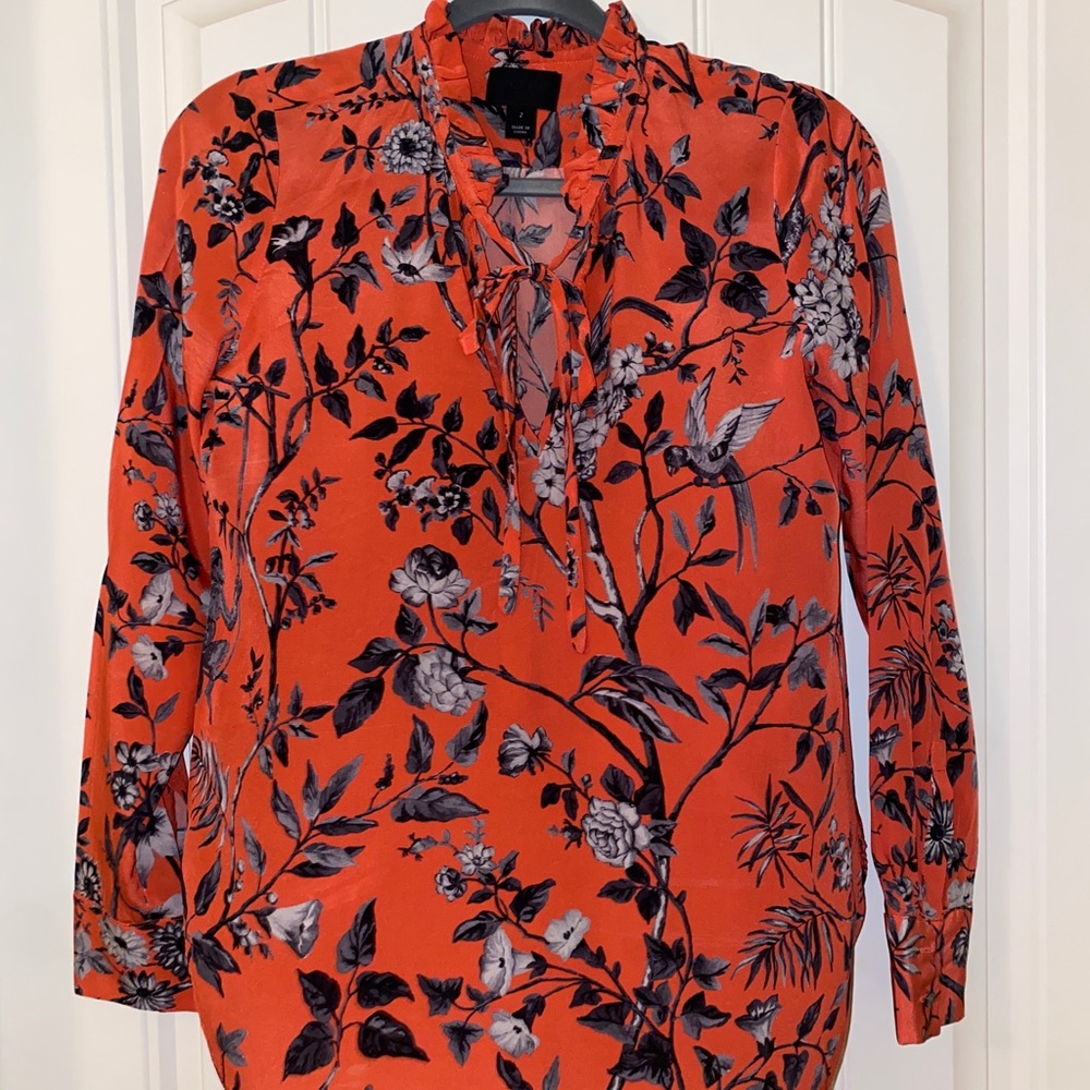 J CREW classic-fit silk button down blouse